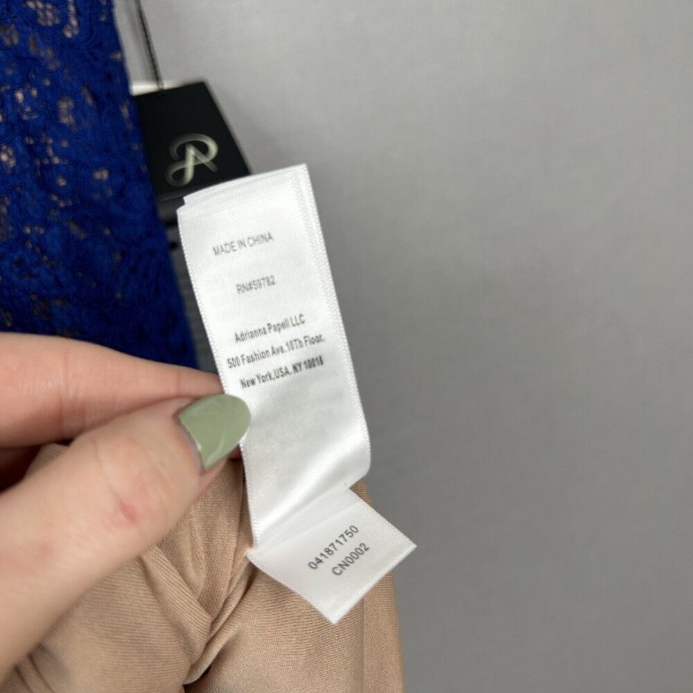 Adrianna Papell Womens Dress 4 Blue Lace Overlay Sheath Evening Modest Elegant - Picture 12 of 14